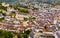 Aerial view of historic center of Loches with royal Chateau, France