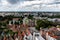 Aerial view of historic centre of Lubeck with Holstentor Gate