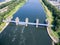 Aerial view of the historic Ruhr Weir in Duisburg