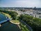 Aerial view of the historic Ruhr Weir in Duisburg