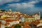 Aerial view of the historic skyline of Lisbon, Portugal