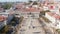 Aerial view of historic town center, King Pedro IV Square with Column of Pedro IV and Queen Maria II National Theatre