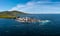 Aerial view of the historic Valentia Island Lighthouse in County Kerry of western Ireland