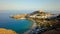 Aerial View of historic Village Lindos on Rhodes Greece Island