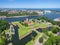 Aerial view of historic Wisloujscie Fortress in Gdansk, Poland