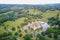 Aerial view of the historical Bodiam Castle