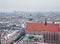 Aerial view of the historical center of Krakow, church, Wawel Royal Castle