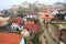 Aerial view of the historical downtown of Znojmo, Czech Republic, Europe.