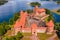 Aerial view of the historical Trakai Island Castle in Trakai, Lithuania