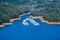 Aerial view of Holiday Harbor on the McCloud River Arm of Shasta Lake, Shasta County, Northern California