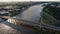 Aerial view of Holy Cross Bridge (Swietokrzyski Bridge) in Warsaw, Poland