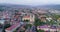 Aerial view of Holy Cross Greek Catholic Cathedral in Uzhhorod, Transcarpathia, Ukraine.