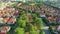 Aerial view of home village in bangkok thailand
