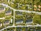 Aerial view of homes in a  residential community.  Subdivision in an upscale area. ecological living in a natural environment with