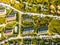 Aerial view of homes in a residential community. Subdivision in an upscale area. ecological living in a natural environment with