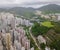 Aerial view of Hong Kong apartments in cityscape background, Sham Shui Po District. Residential district in smart city in Asia. T
