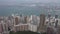 Aerial view Hong Kong central Victoria Peak, IFC and waterfront, China, Asia, camera moves left