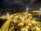 Aerial view of Hong Kong Night Scene, Kwai Chung, Victoria Harbour, Stonecutters\' Bridge