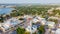 Aerial view Hood County Courthouse near Lake Granbury with unique boutique shops, restaurant in Texas, USA