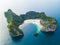 Aerial view of Horse Shoe Island in Myanmar