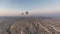 Aerial view from hot air balloon during Sunrise over the fairytale landscape hills of Kapadokya timelapse hyperlapse