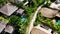 Aerial view hotel Resort Ubud is one of the luxury resorts in Ubud. Top down view to hotel resort in jungle near to rice