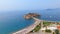 Aerial view of hotels on The Island, Montenegro, Sveti Stefan