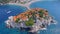 Aerial View Of Hotels on The Island, Montenegro, Sveti Stefan 8