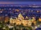 Aerial view the House of the National Assembly of the Republic of Serbia by night