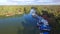 Aerial view of houseboat holiday Murray River Australia