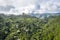 Aerial view of the houses in the mountains in the vicinity of Ella on the island of Sri Lanka