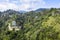 Aerial view of the houses in the mountains in the vicinity of Ella on the island of Sri Lanka