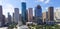 Aerial view Houston downtown and Gulf Freeway at daytime