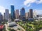 Aerial view Houston downtown and Gulf Freeway at daytime