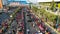 Aerial View of the A huge crowd attends the car free day along Ahmad Yani street Bekasi business district. Bekasi, Indonesia