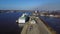 Aerial View of Huge Cruise Ferry in Riga, Latvia