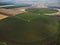 Aerial view of huge fields in spring