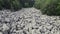 Aerial view of huge rock scree. Golden Bridges nature wonder in Bulgaria