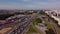 Aerial view of a huge traffic jam on the expressway. Traffic jam on the Moscow Highway MKAD