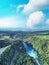 Aerial view of Huka Falls at sunset, Taupo, New Zealand