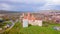 Aerial view of the Huniyad castle in Hunedoara, Romania