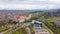 Aerial view of the Huniyad castle in Hunedoara, Romania