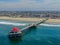 Aerial view of Huntington Pier, beach & coastline