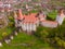 Aerial view of the Hunyad castle in Hunedoara, Romania