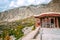 Aerial view of Hunza valley from Baltit fort in autumn season. Gilgit Baltistan, Pakistan.