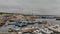 Aerial view of Husavik port in Northern Iceland, the city is famous for whales tours