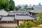 Aerial view of Hwaseong Haenggung Palace with black tiled rooftops, the ornate residential palace built for King Jeongjo when he