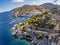 Aerial view of Hydra town in Hydra Island