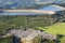 Aerial View : Hydroelectric plant in countryside