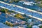 Aerial view of I-95 interstate with sunset traffic, Miami, Florida